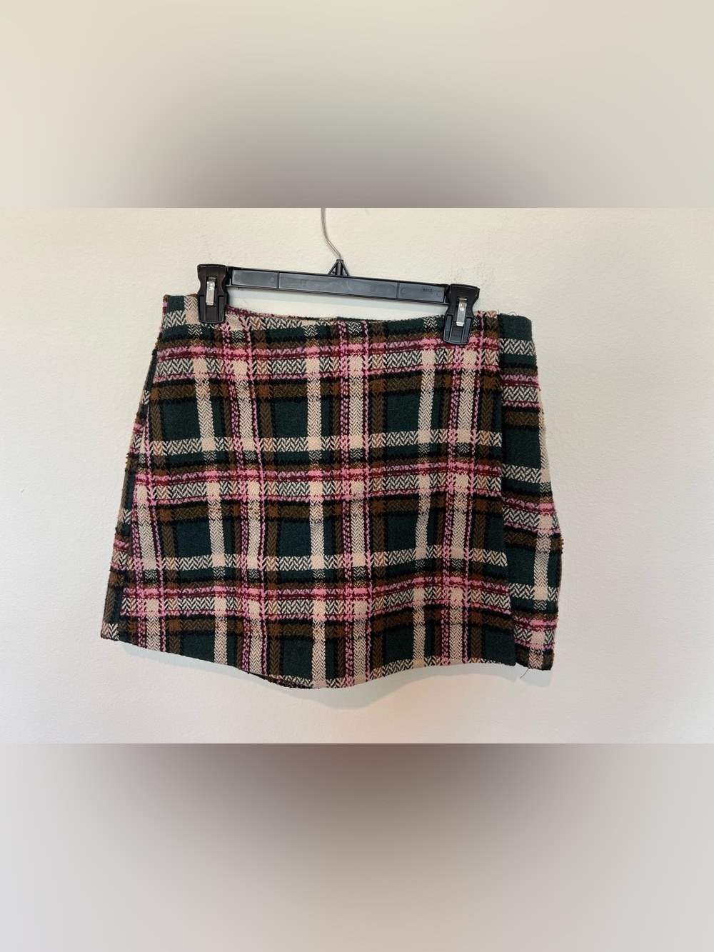 Pink Lily Green, Pink & Cream Plaid Mini Skort